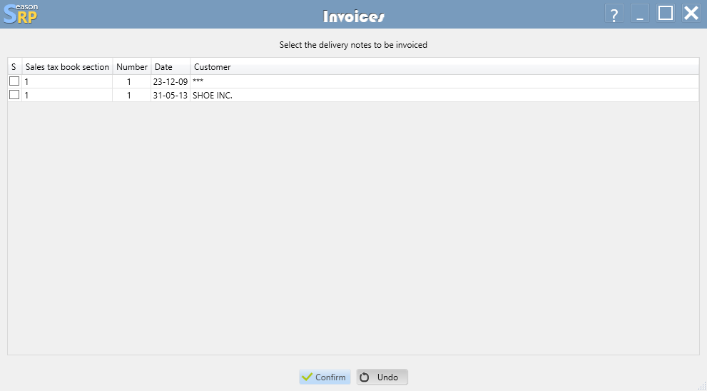 Invoice from ticket