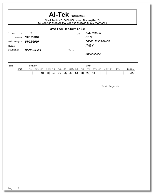 Supplier order report