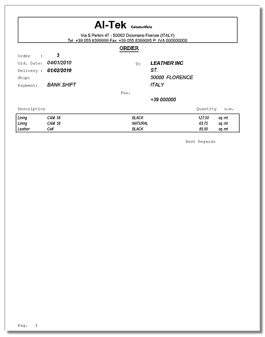 Supplier order form