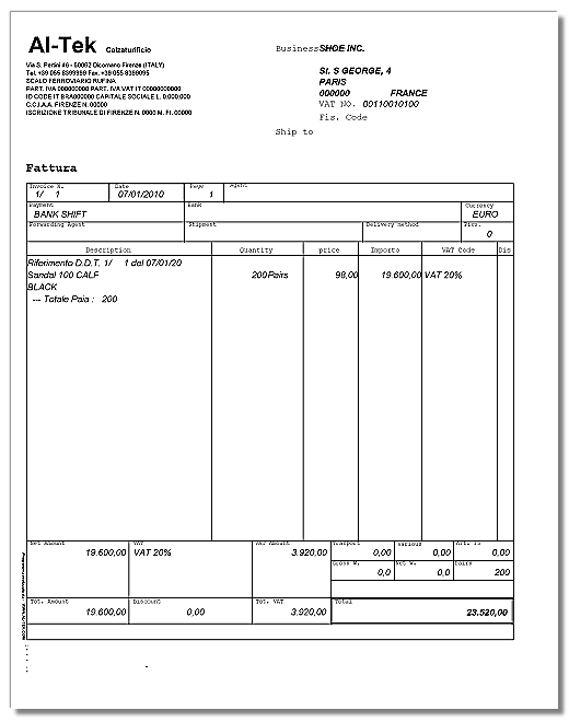 Invoice report