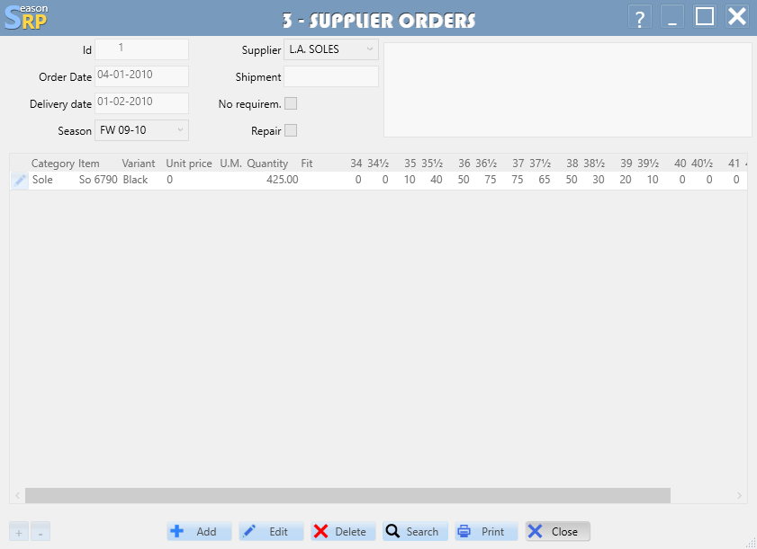 Supplier order editing